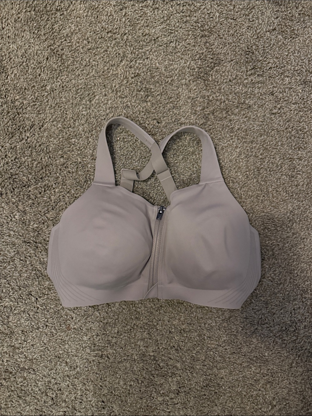 VSX Front-Zip Wireless Sports Bra in Mauve Taupe